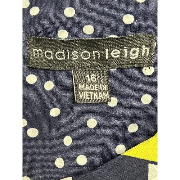 Madison Leigh Dress Womens‎ 16 Multicolor Striped Polka Dot 3/4 Sleeve Bow Trim - Picture 2 of 11